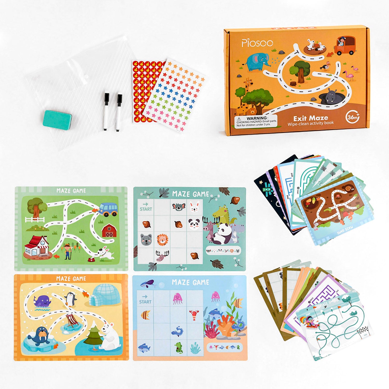 Reusable Maze Activity Book – 30 Logic Game Options