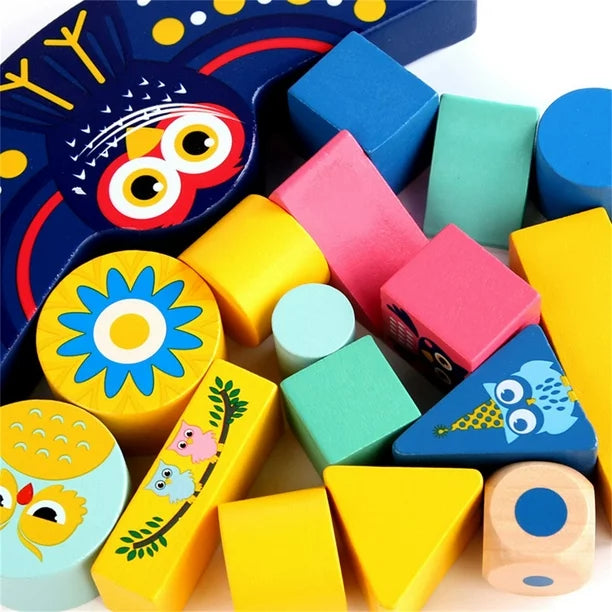 Owl Balance Blocks Game – Wooden Stacking Toy