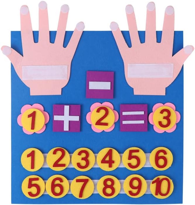 Felt Board Finger Numbers Counting Toy Teaching Aids Numbers Montessori Learning Toddler for Kids Felt Math Addition and Subtraction Teaching Early Education Toys
