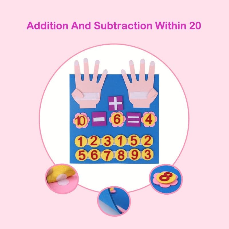 Felt Board Finger Numbers Counting Toy Teaching Aids Numbers Montessori Learning Toddler for Kids Felt Math Addition and Subtraction Teaching Early Education Toys