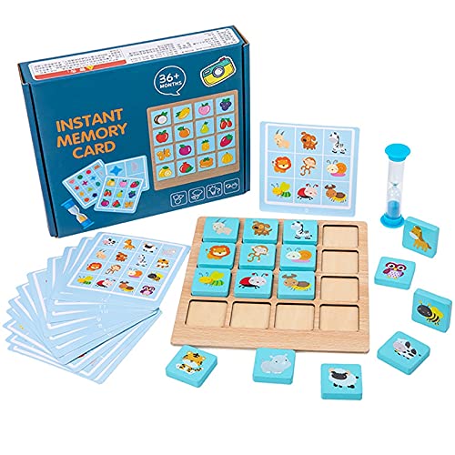 BrainTrain Memory Matching Card Game Educational Interactive Fun Preschool Toy Memory Game Learning Toy Wooden Early Childhood Education
