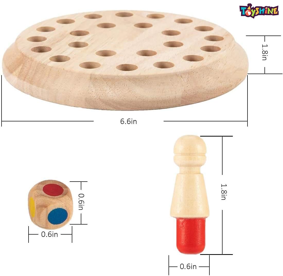 Wooden Color Memory Matching Brain Teasers Chess Game with Plastic Coins for Mind Sharpness Learning Activities Educational Montessori Toy for 3+ Age
