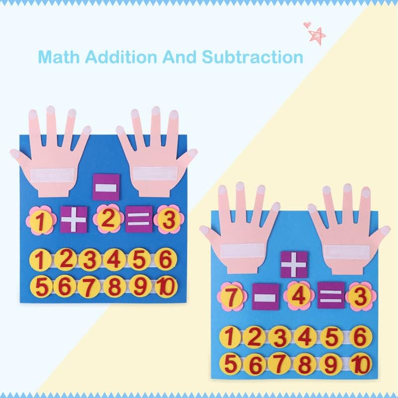 Felt Board Finger Numbers Counting Toy Teaching Aids Numbers Montessori Learning Toddler for Kids Felt Math Addition and Subtraction Teaching Early Education Toys
