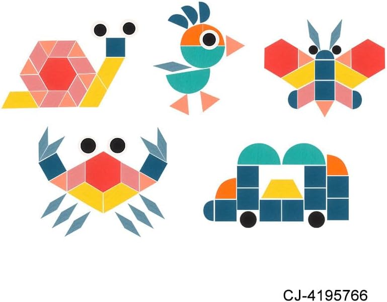 180-Piece Wooden Tangram Pattern Blocks Set