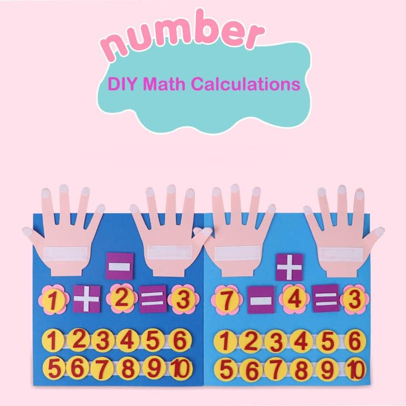 Felt Board Finger Numbers Counting Toy Teaching Aids Numbers Montessori Learning Toddler for Kids Felt Math Addition and Subtraction Teaching Early Education Toys