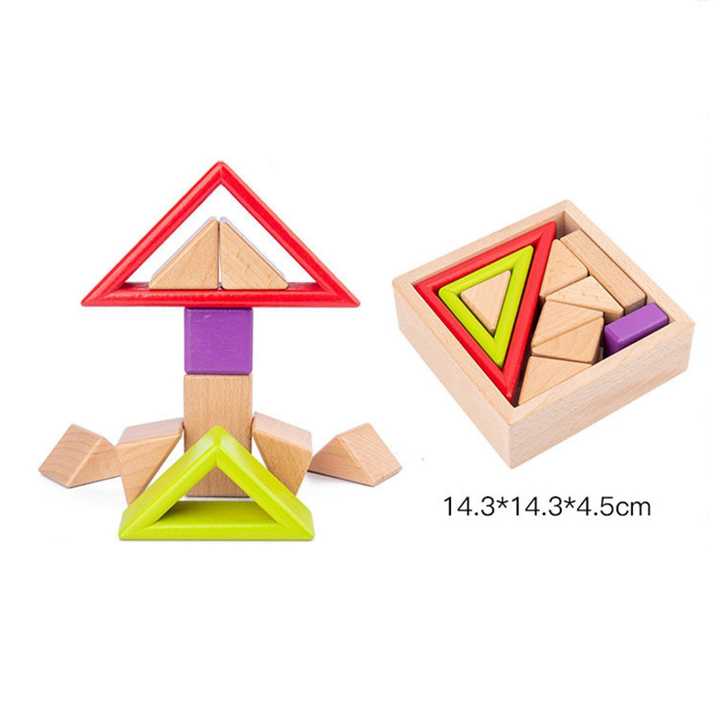 Wooden Building Blocks Toy Set Classic Stacking Game Toys for Kids Toddler