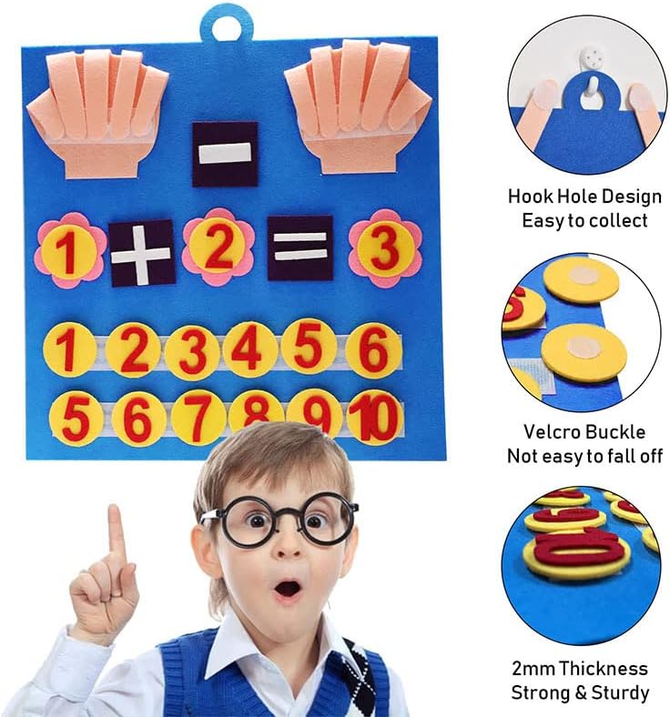 Felt Board Finger Numbers Counting Toy Teaching Aids Numbers Montessori Learning Toddler for Kids Felt Math Addition and Subtraction Teaching Early Education Toys