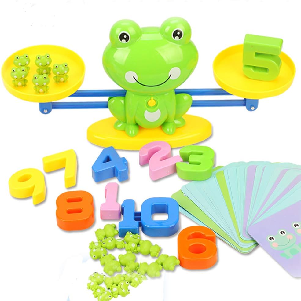 BrainTrain Math Toy Educational Balance Game and Counting Frog Set for School Kids Years 3 4 5 6 7