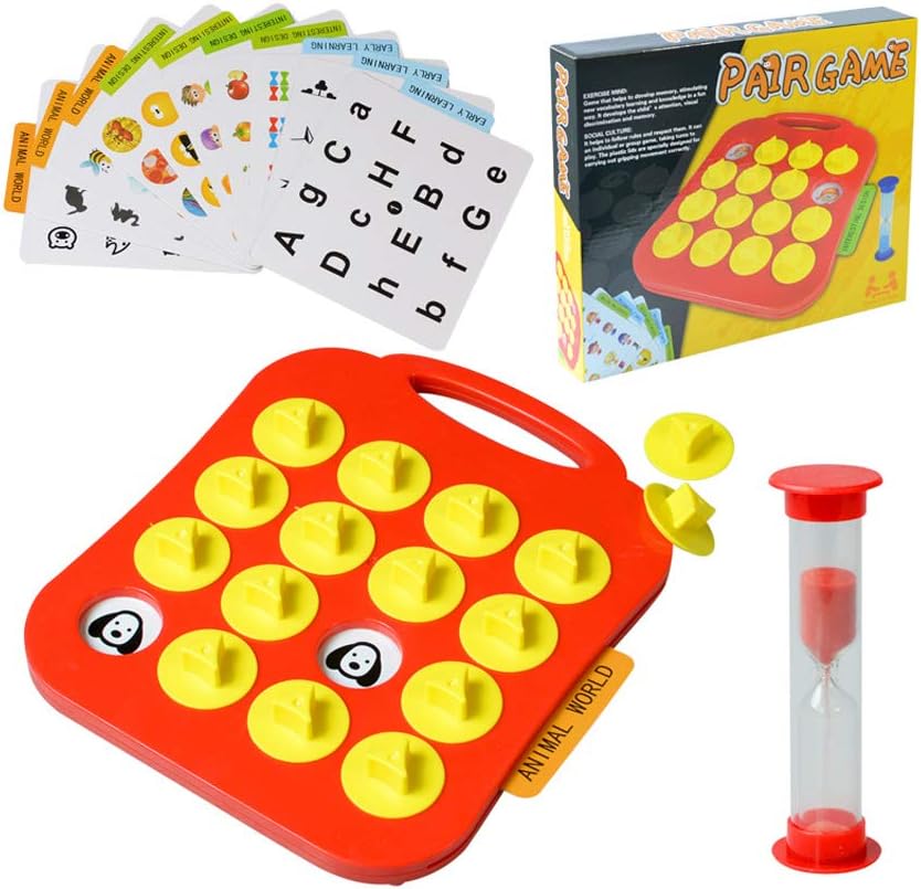 Memory Matching Game Lianliankan Games Interactive Puzzle Game Includes 10 Game Cards,16 Covers,1 Hourglass and 1 Game Base Memory Matching Game for Kids