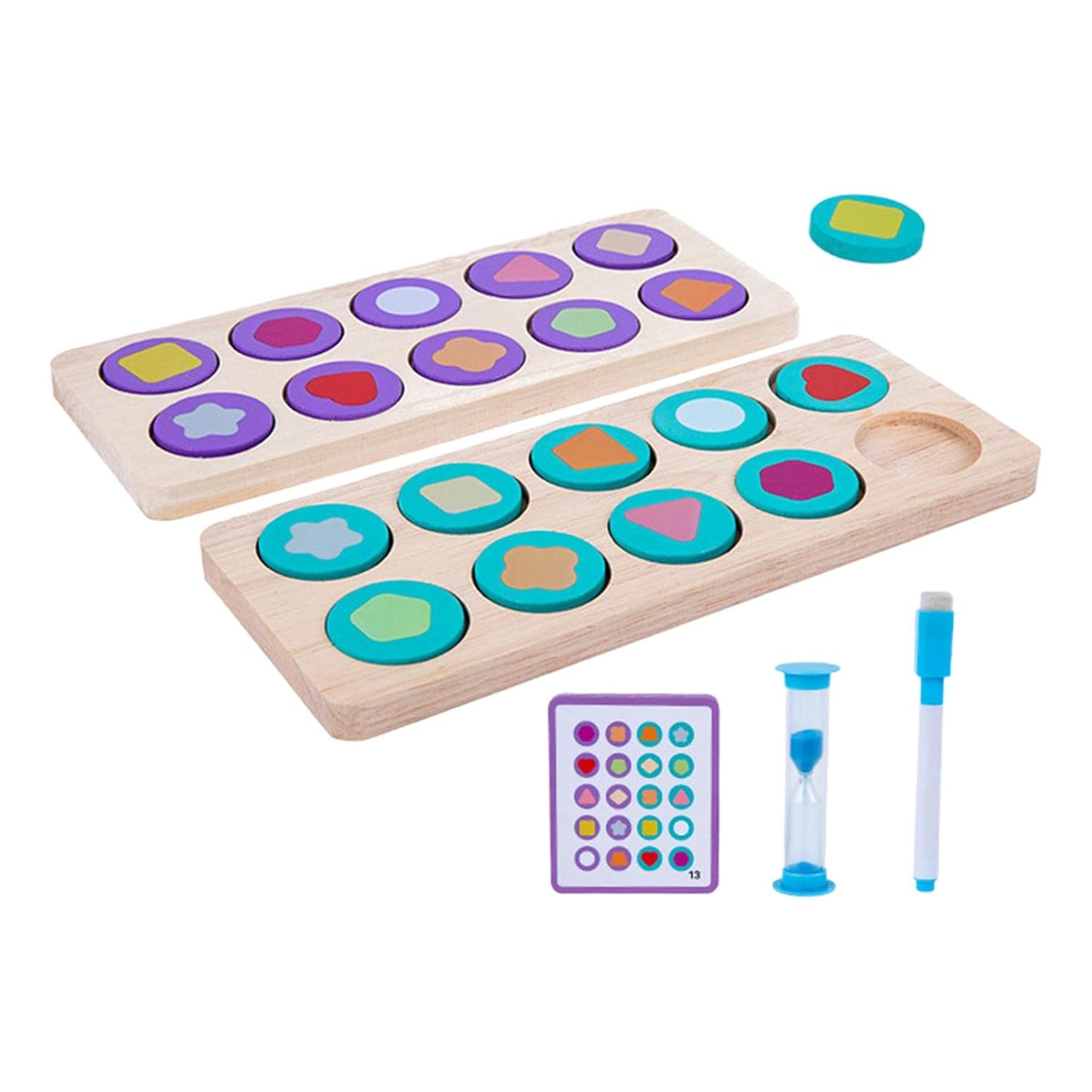 Ten Grid Memory Chess, Kids Educational Game, Montessori Toy, Wooden, Shapes Wooden Montessori Toys Kids Counting Math Learning Board Logical Thinking Children Early Educational Toys