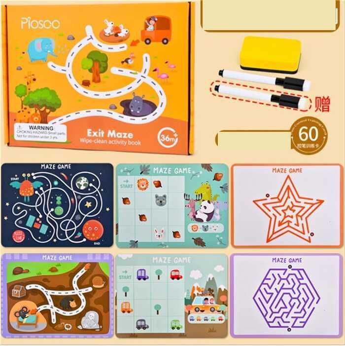 Reusable Maze Activity Book – 30 Logic Game Options