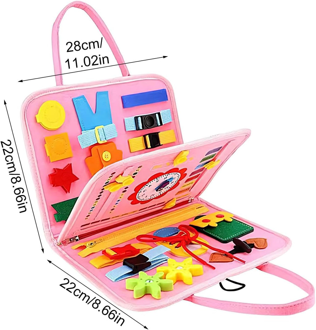 Busy Board Activity Bag – Pink Life Skills Learning Toy