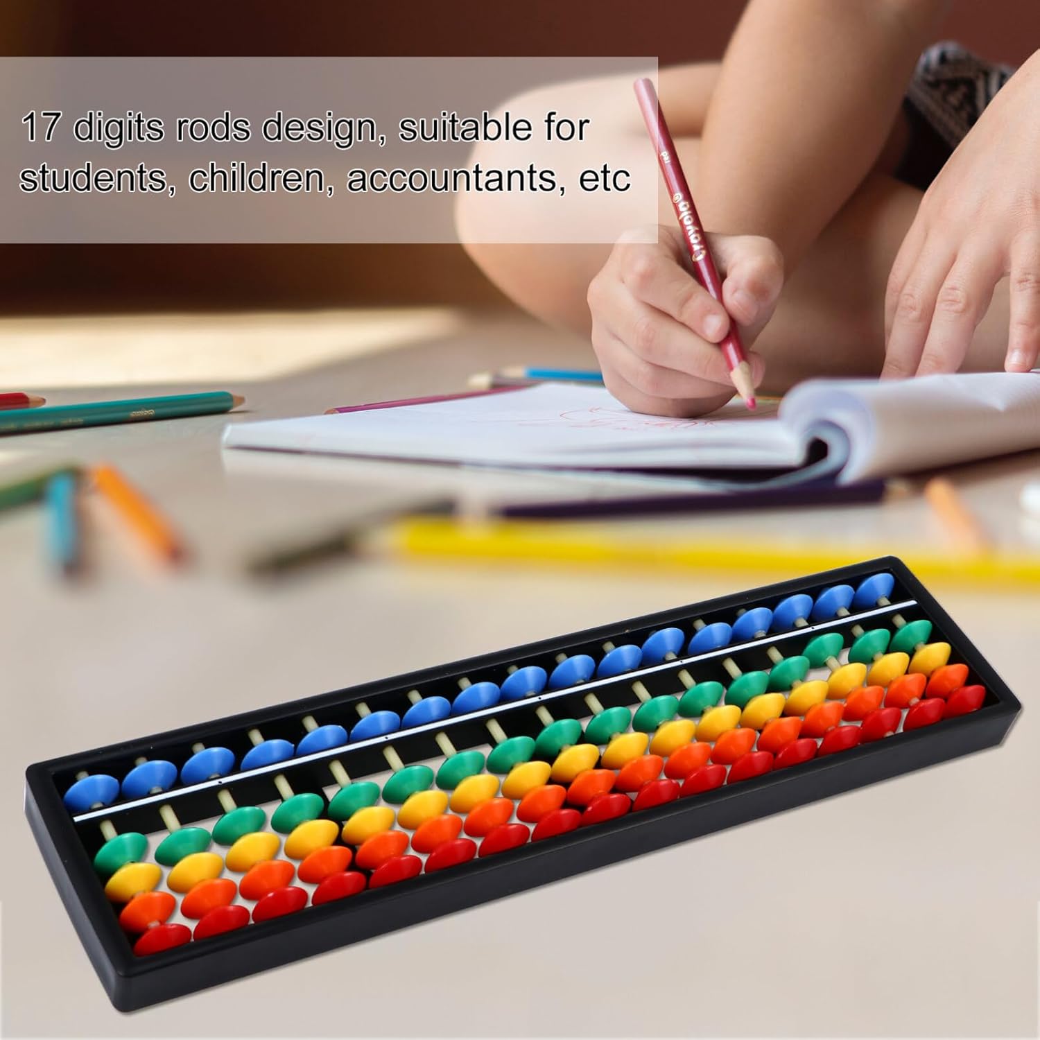 Brain Train Abacus — 17 Column Rainbow