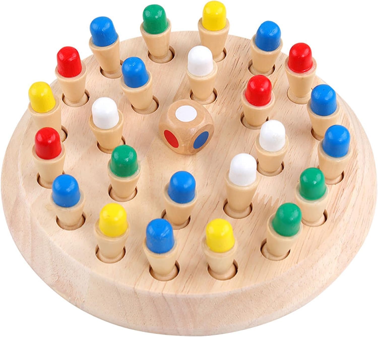 Wooden Color Memory Matching Brain Teasers Chess Game with Plastic Coins for Mind Sharpness Learning Activities Educational Montessori Toy for 3+ Age