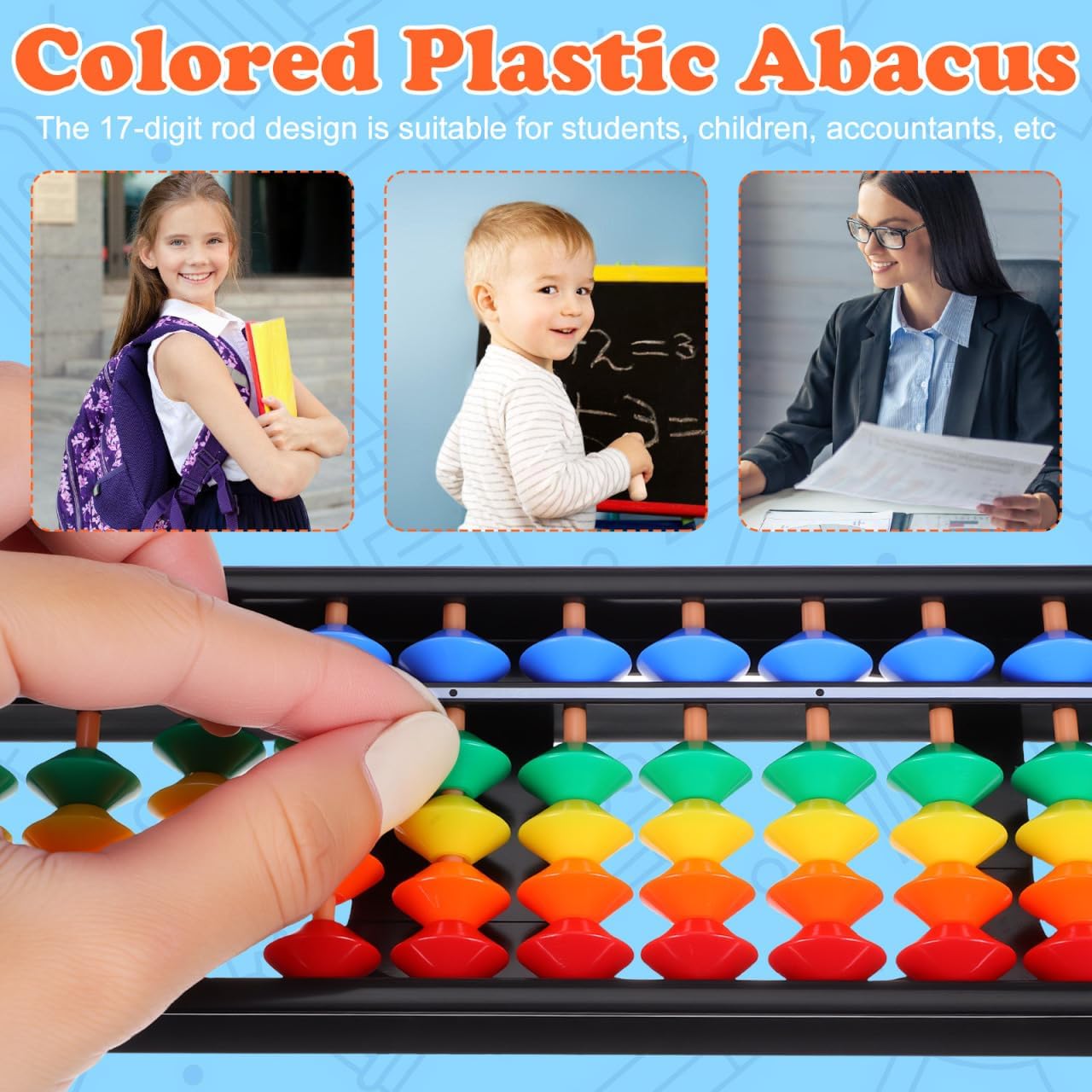 Brain Train Abacus — 17 Column Rainbow