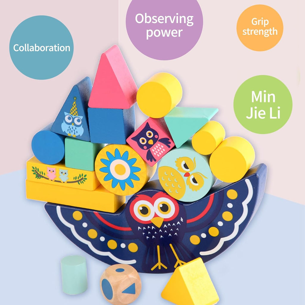 Owl Balance Blocks Game – Wooden Stacking Toy