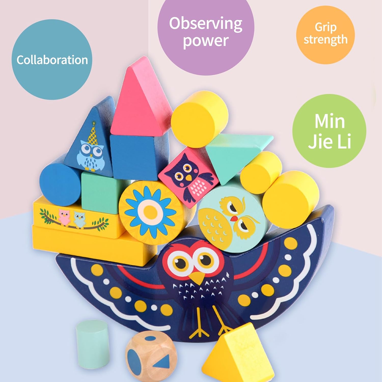 Owl Balance Blocks Game – Wooden Stacking Toy