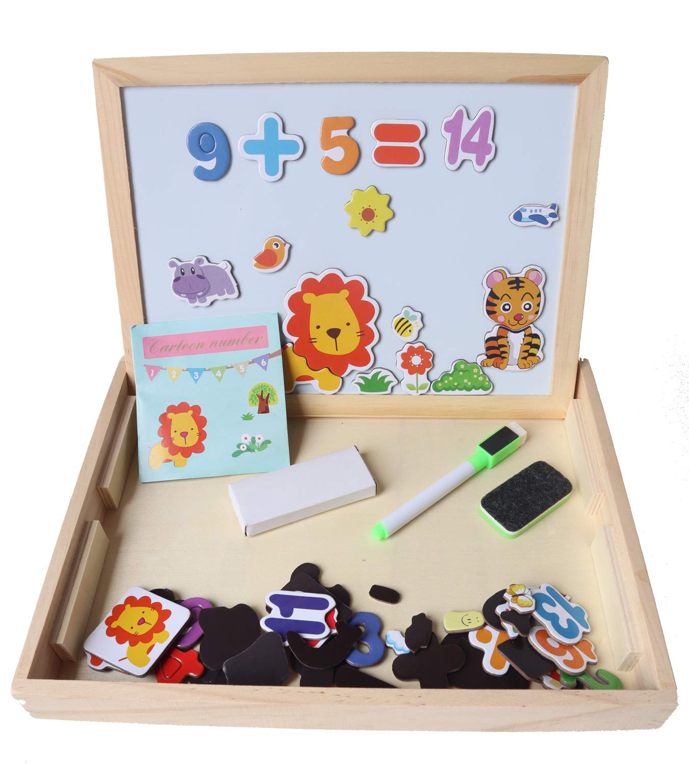 Cartoon Number Magnetic Board Puzzle, Jigsaw Puzzle, Drawing Board, Wooden Toy