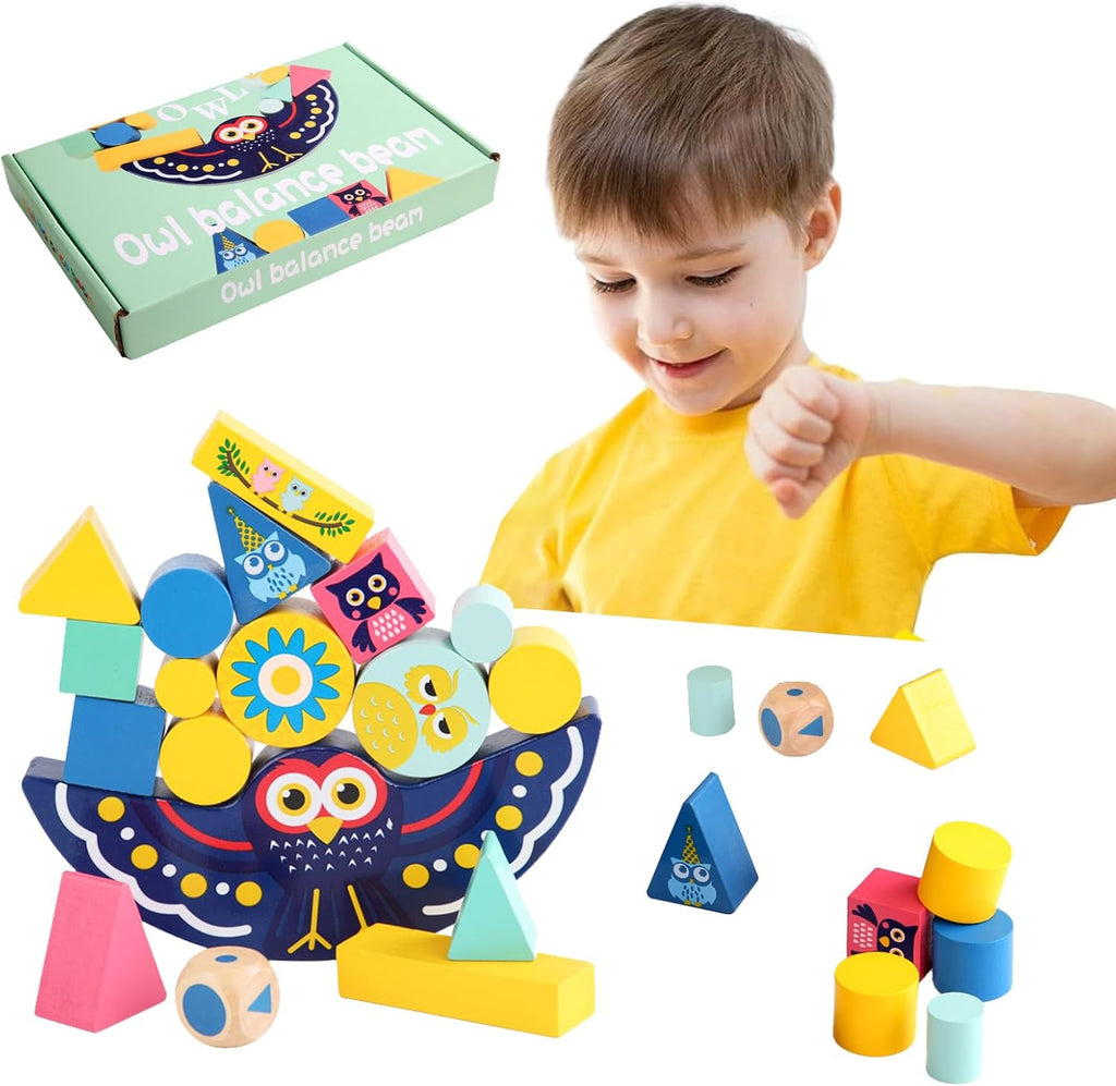 Owl Balance Blocks Game – Wooden Stacking Toy