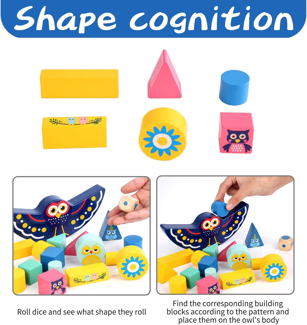 Owl Balance Blocks Game – Wooden Stacking Toy