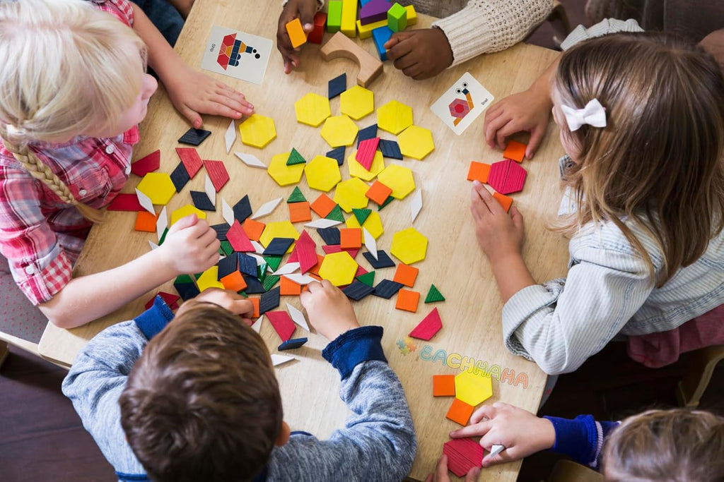 180-Piece Wooden Tangram Pattern Blocks Set
