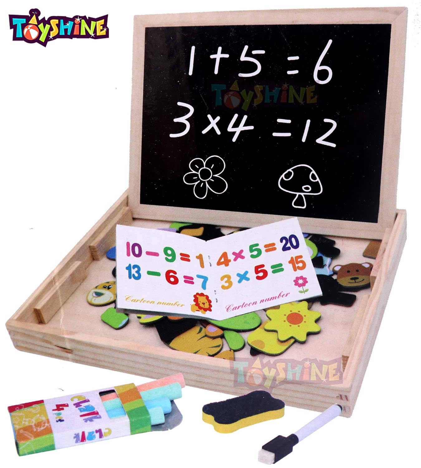 Cartoon Number Magnetic Board Puzzle, Jigsaw Puzzle, Drawing Board, Wooden Toy