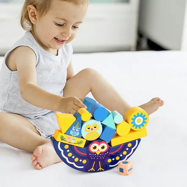 Owl Balance Blocks Game – Wooden Stacking Toy