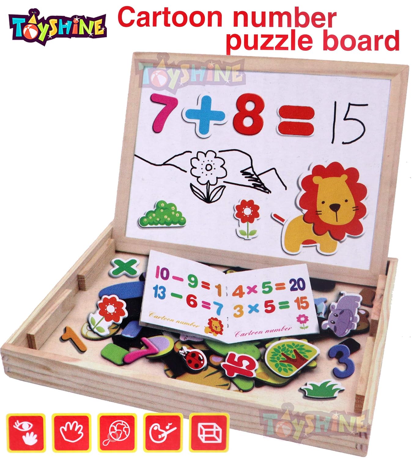 Cartoon Number Magnetic Board Puzzle, Jigsaw Puzzle, Drawing Board, Wooden Toy