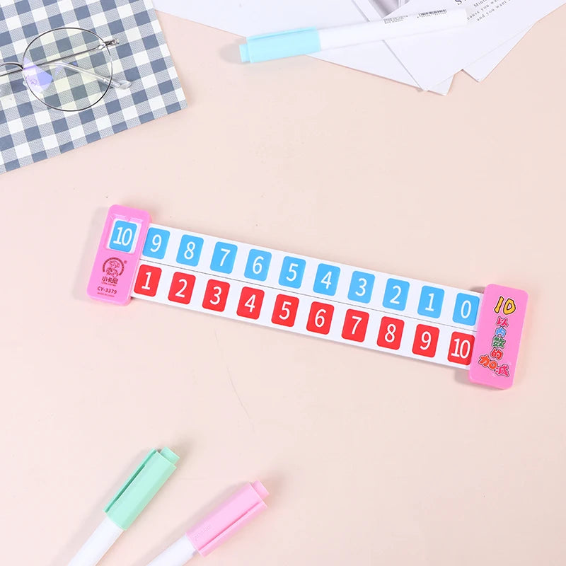 Cute Math Ruler Arithmetic 1-10 Addition Subtraction Learning Ruler Scientific Rail Design Ruler Kids Education Toys Children Gifts