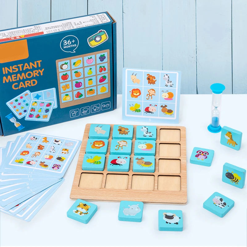 BrainTrain Memory Matching Card Game Educational Interactive Fun Preschool Toy Memory Game Learning Toy Wooden Early Childhood Education