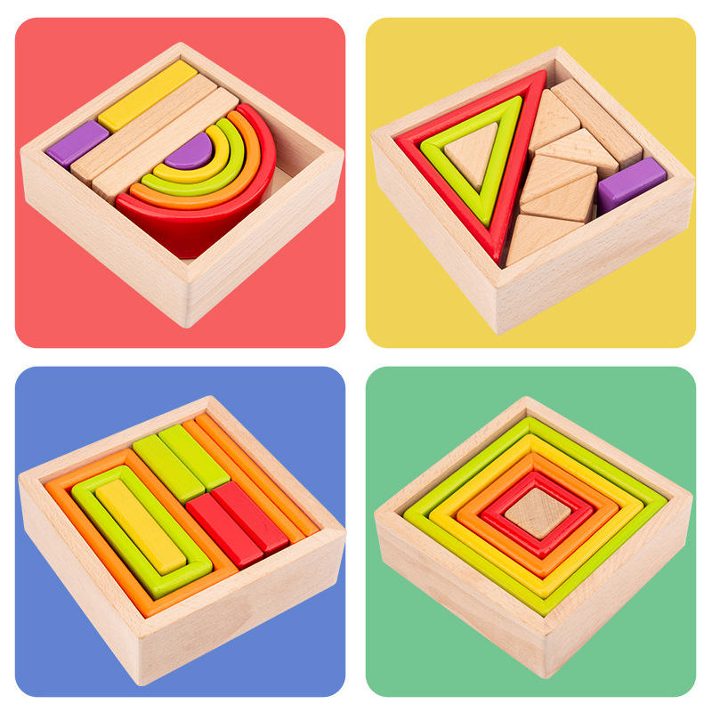 Wooden Building Blocks Toy Set Classic Stacking Game Toys for Kids Toddler