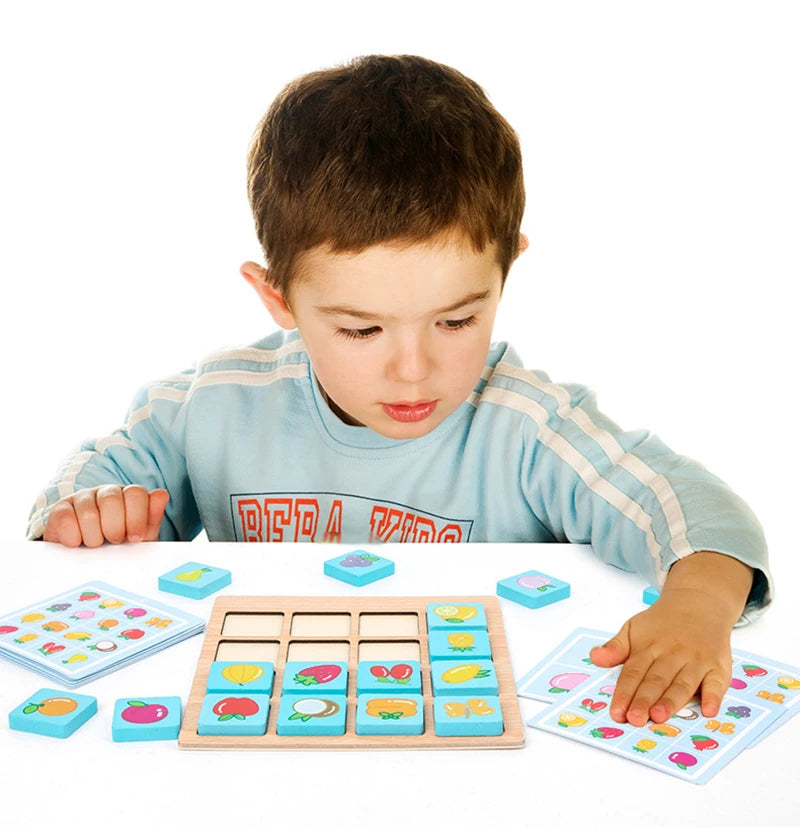 BrainTrain Memory Matching Card Game Educational Interactive Fun Preschool Toy Memory Game Learning Toy Wooden Early Childhood Education