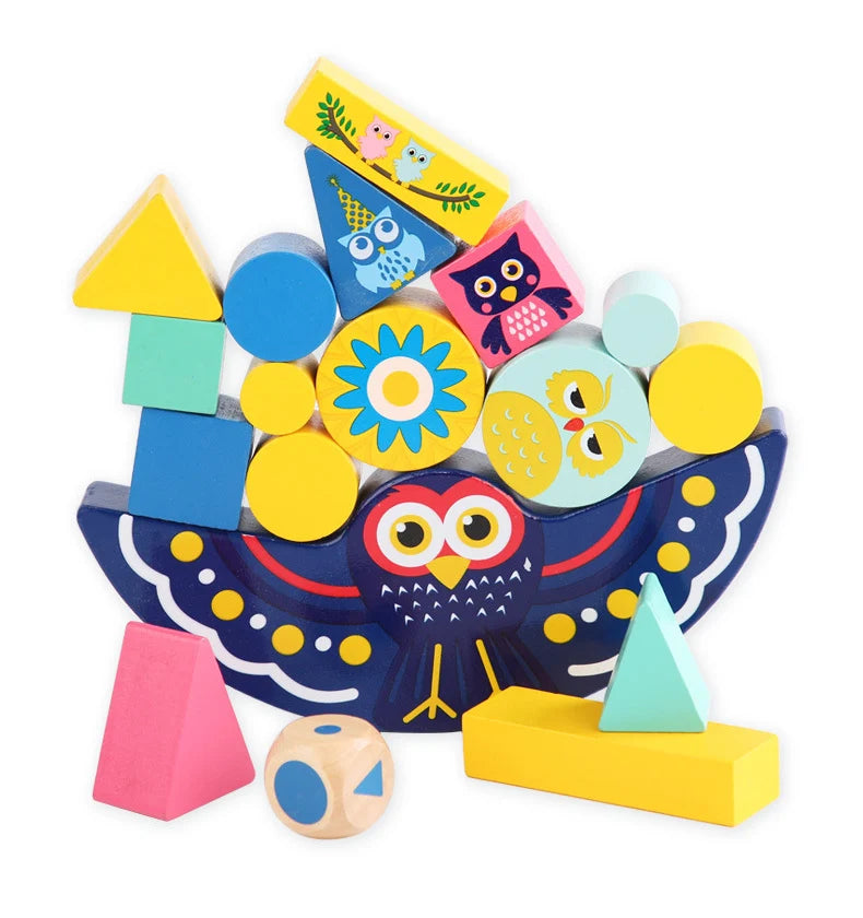 Owl Balance Blocks Game – Wooden Stacking Toy