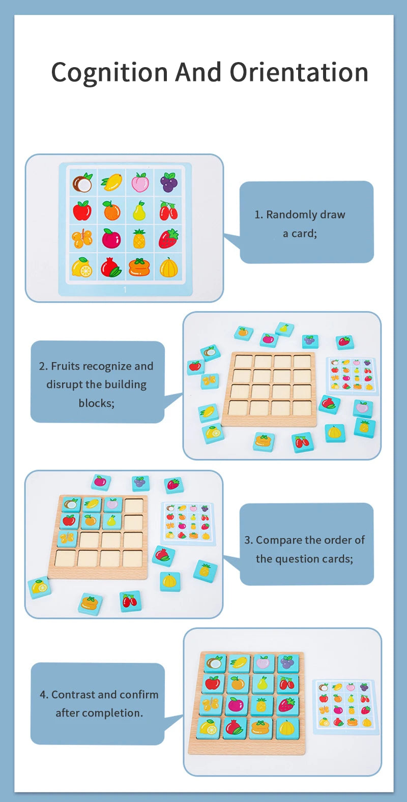 BrainTrain Memory Matching Card Game Educational Interactive Fun Preschool Toy Memory Game Learning Toy Wooden Early Childhood Education