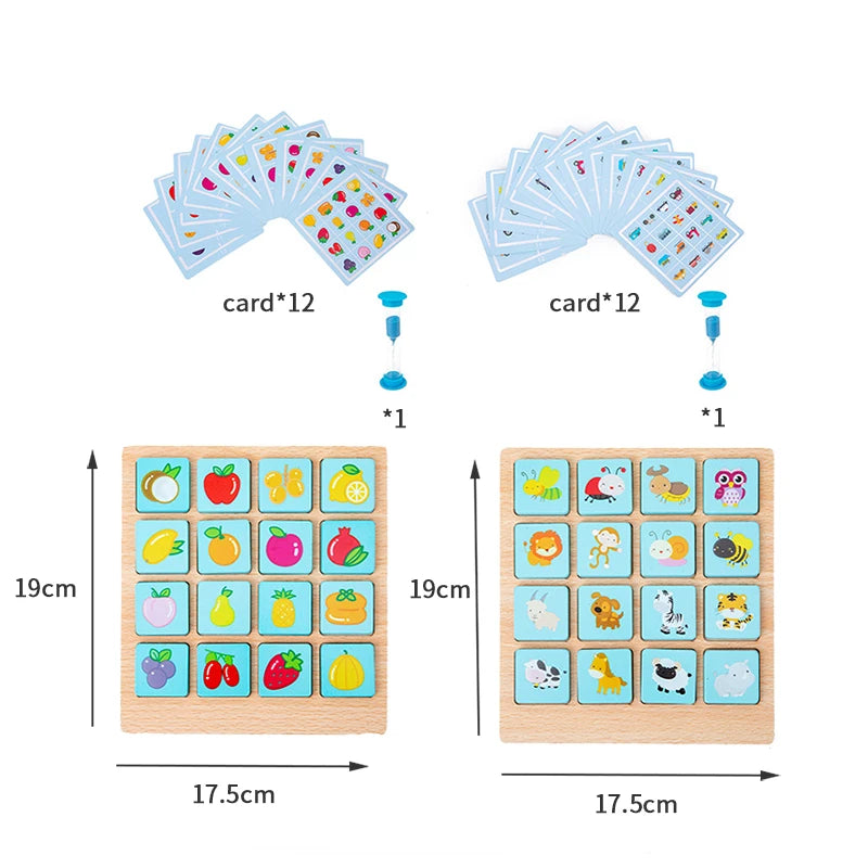 BrainTrain Memory Matching Card Game Educational Interactive Fun Preschool Toy Memory Game Learning Toy Wooden Early Childhood Education
