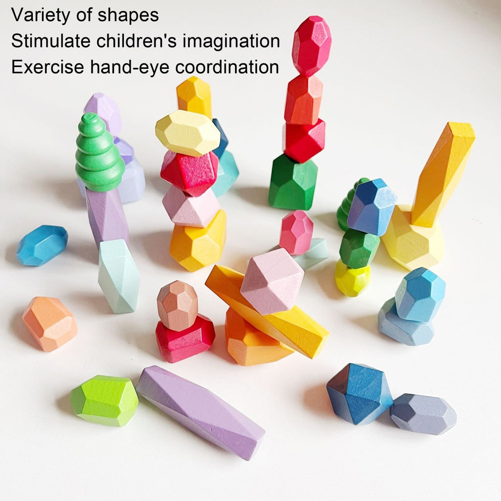10 Grains Long Strips Children Early Teachings Stack Stone Building Blocks Wood Stack Stone Toys