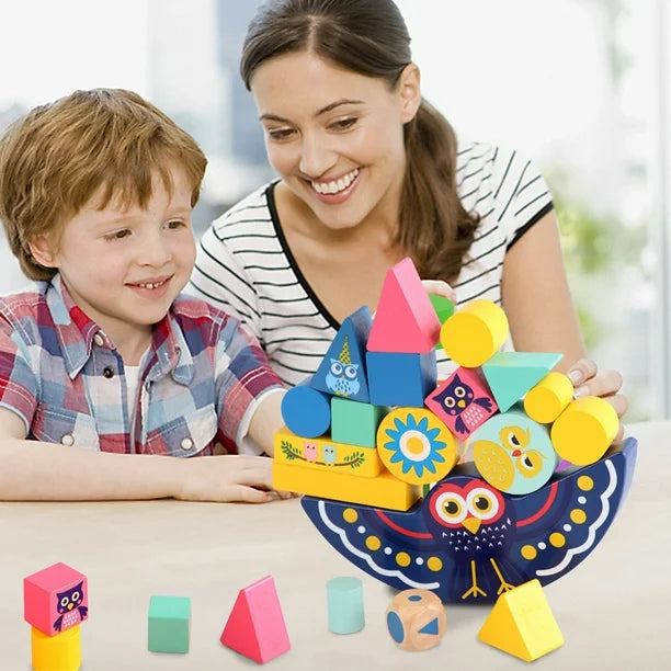Owl Balance Blocks Game – Wooden Stacking Toy