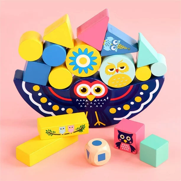 Owl Balance Blocks Game – Wooden Stacking Toy