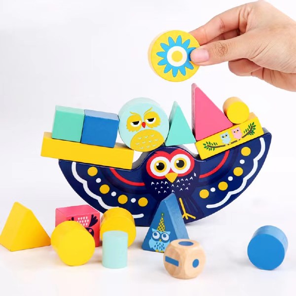 Owl Balance Blocks Game – Wooden Stacking Toy